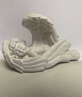 Slapende engel beeld wit glitter herdenkingsdecoratie huis