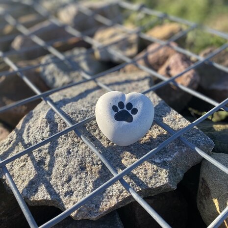 Gedenksteen Hond Hart met Pootafdruk | Huisdier Herdenken