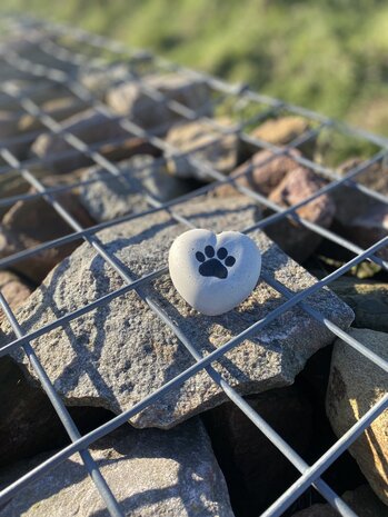 Gedenksteen Hond Hart met Pootafdruk | Huisdier Herdenken